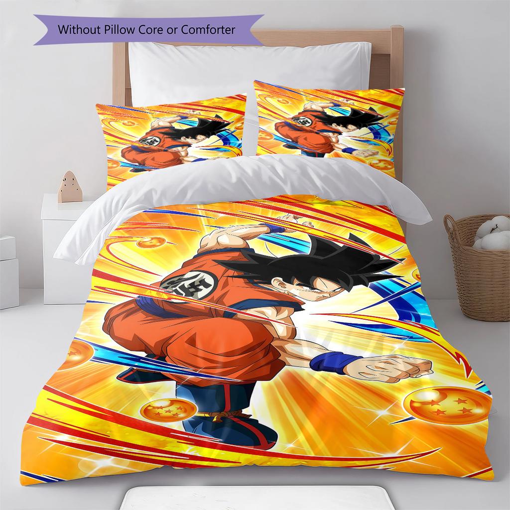 Biancheria da letto con motivo Son Goku, Set piumone Copripiumone Federa Regalo di compleanno per la casa (1 * copripiumino + 2 * federa, senza nucleo)