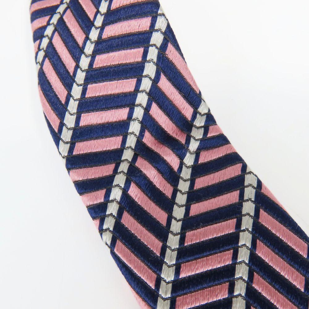 Used Dunhill tie silk pink Navy business