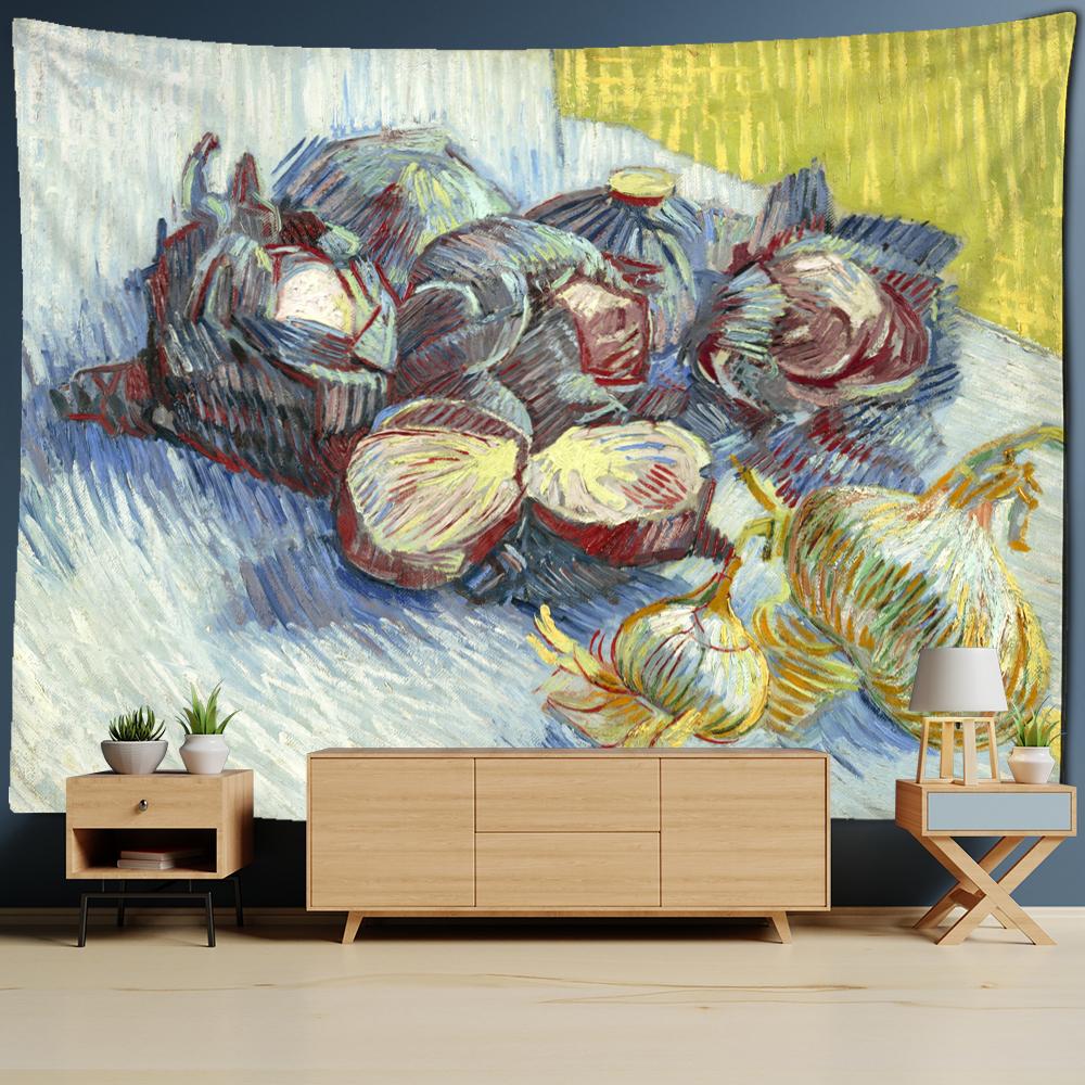 Van Gogh's Helianthus Tapestry Wall Hanging Oil Painting Mysterious Psychedelic Bohemian Plants Living Room Home Decor