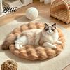 Washable Rabbit Fur Bed Cushion Round Faux Cat Mat Pet Rug Soft Fluffy Non-Slip Non