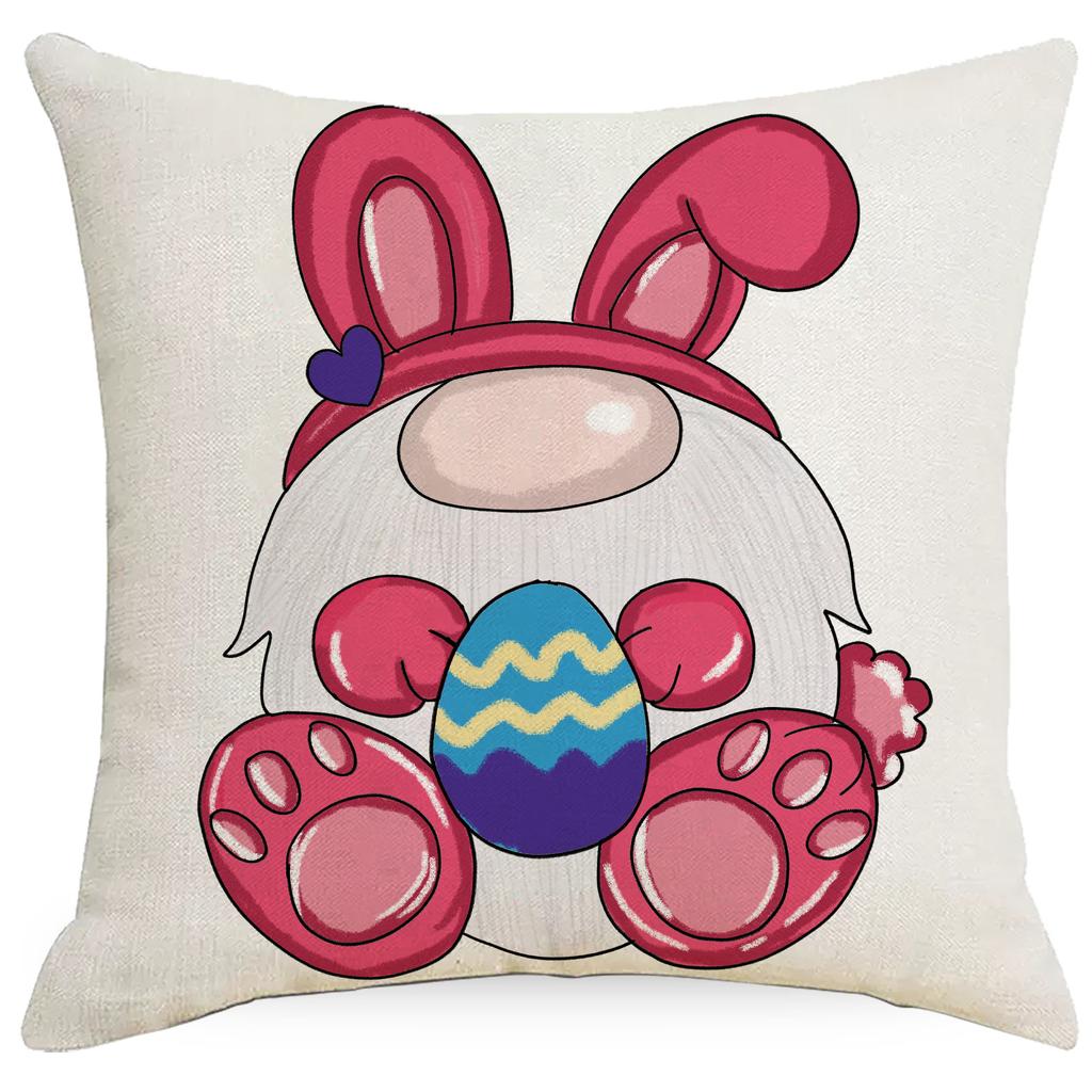 New Spring Easter Pillow Case Easter Egg Bunny Printed Polyester Cloth Pillow Home Sofa Cushion
