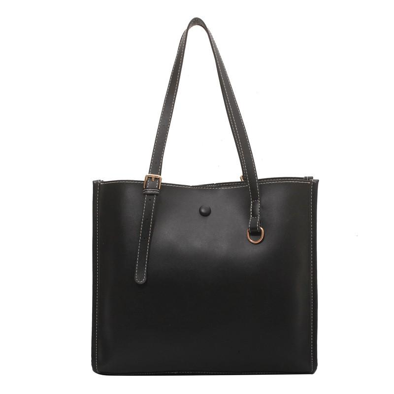 

Big Solid Color Capacity Bag Pu Inner Pocket Soft Structure Work Travel Bags чёрный