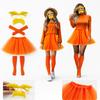 Halloween Costume Set Orange Knit Funny Cosplay Outfit for Adults