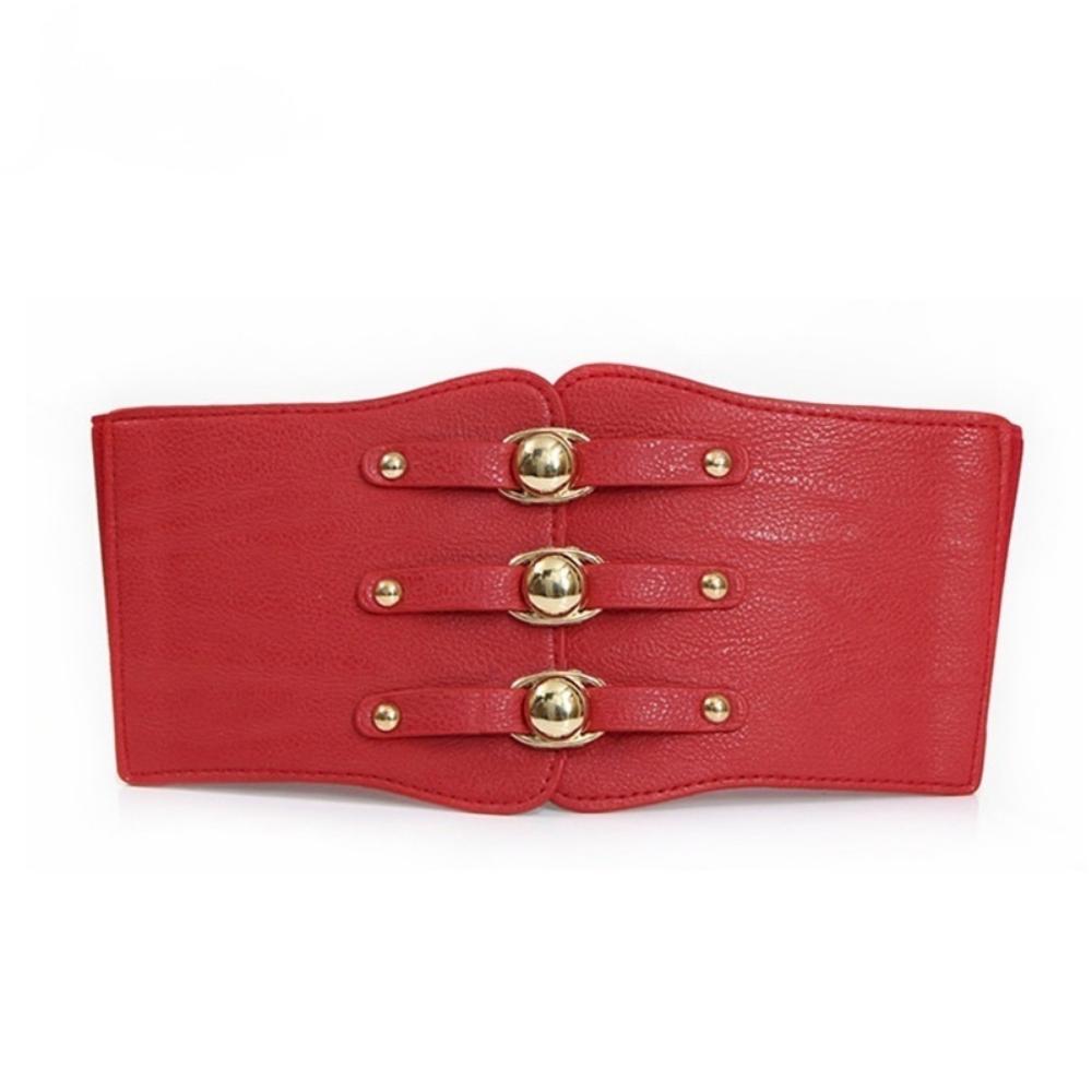 Fashion Wide Belt New Metal Buckle Elastic Waistband Leather Rivet Ultra Wide Belt Chain Belt Corset Belt for Women