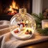 Warm LED Holiday Displays Glowing Christmas Ball Ornaments, 3D Lighted Acrylic Hanging Miniature Scene Ornaments Balls for Tree Mantel Window,