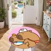 Capybara Round Floor Mat Suitable for Entryway Foyer Hallway Kitchen Antislip Round Carpet Decorate Offices Birthday Christmas Gift