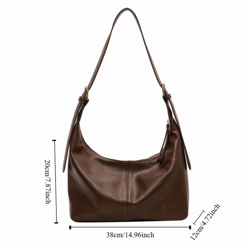 Solid Color Large Capacity Handbag Tote Bag Underarm Packs Casual Retro PU Tote Bag Office Worker