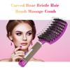 Curved Boar Bristle Hair Brush Massage Comb Detangling Hairbrush for Women