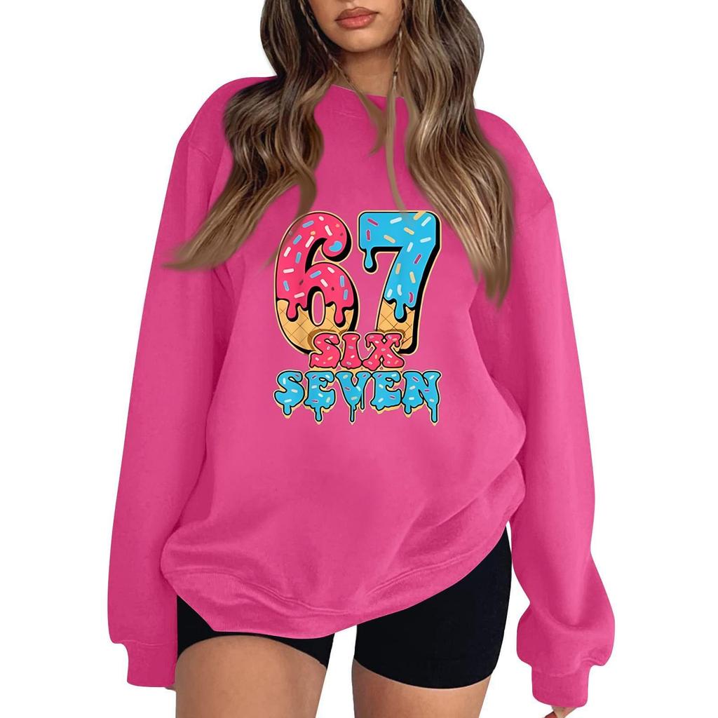 Women's Fashionable Casual Long-Sleeved Round-Neck Printed Pullover Sweatshirt