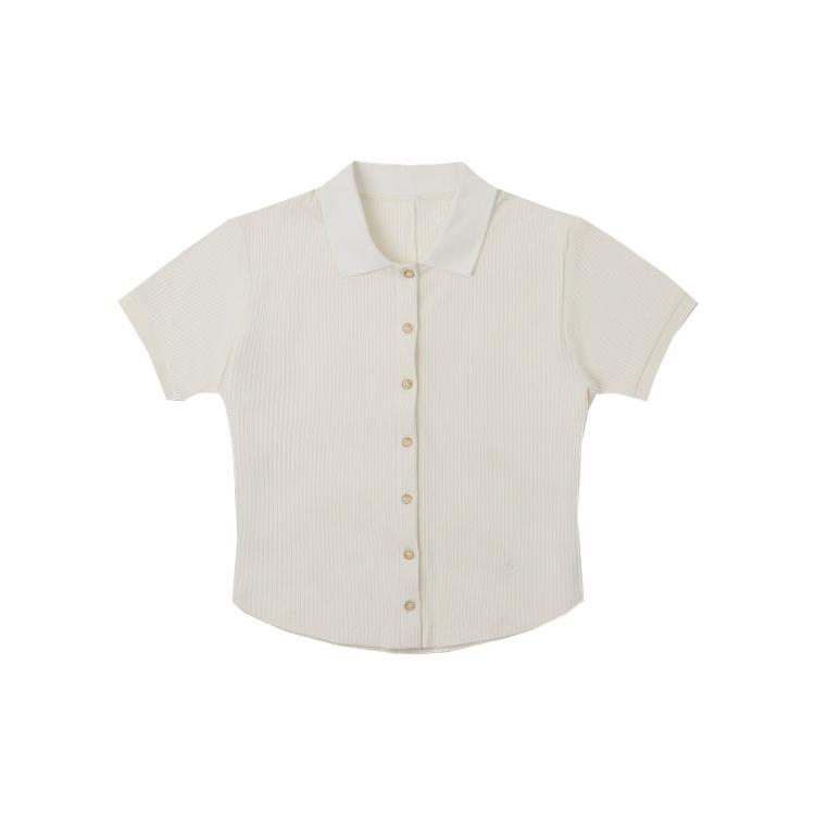 New Converse Polo Shirt Women's White 10027237-A01