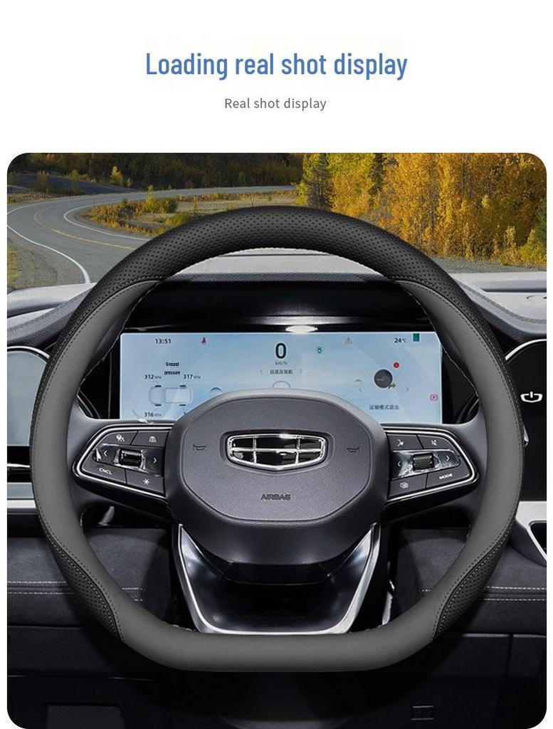 Geely Steering Wheel Cover: Ultra-thin, Four Seasons Grip for Xingyue L, Xingrui, Emgrand, Binyue Car Interiors.