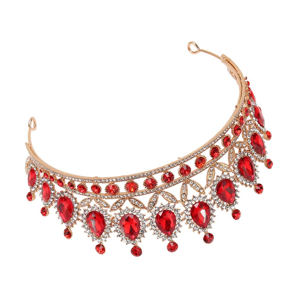 Crown Red Rhinestone Retro Semicircle Hair Accessories Crown for Wedding Party Prom