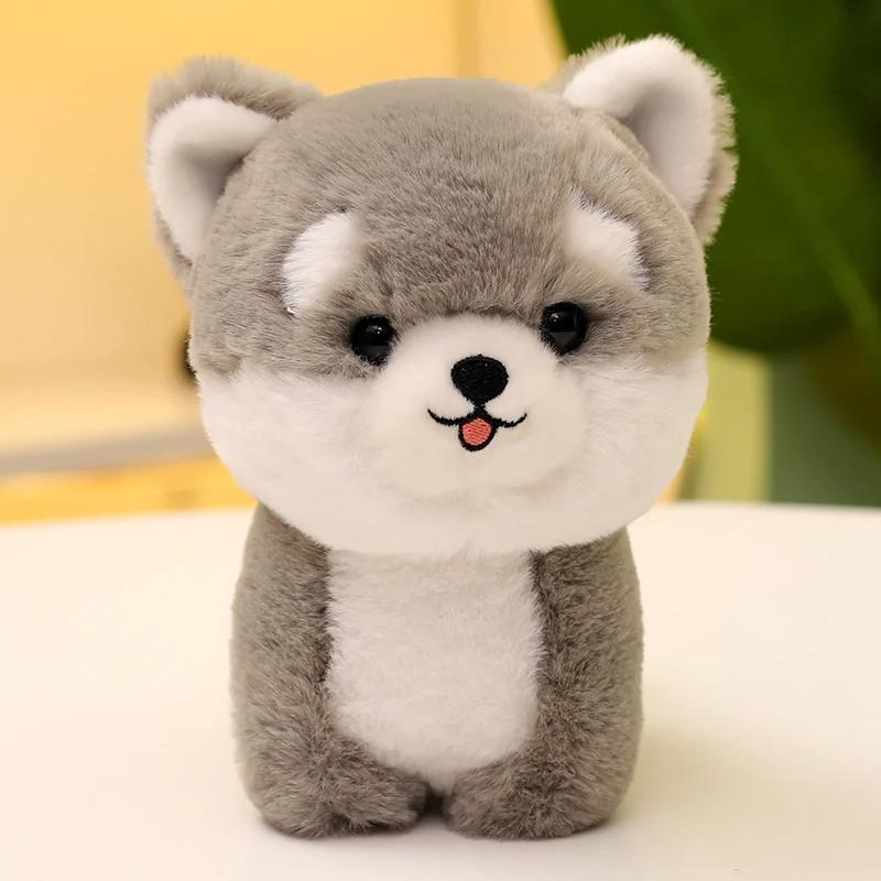 Liebliche Husky Haustiere Simulation Flauschiger Welpe Weiche Puppe Niedlicher Kleiner Chow Pomeranian Corgi Plüschtiere mit Anhänger Geschenk Für Mädchen 25-50cm