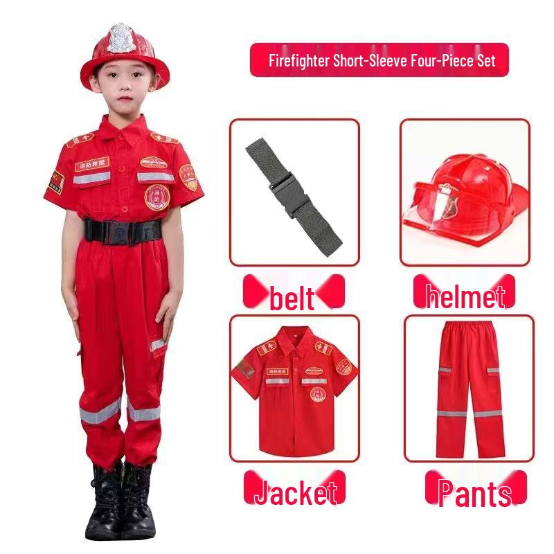 Kids' Firefighter Costume: Halloween Cosplay & Performance Set