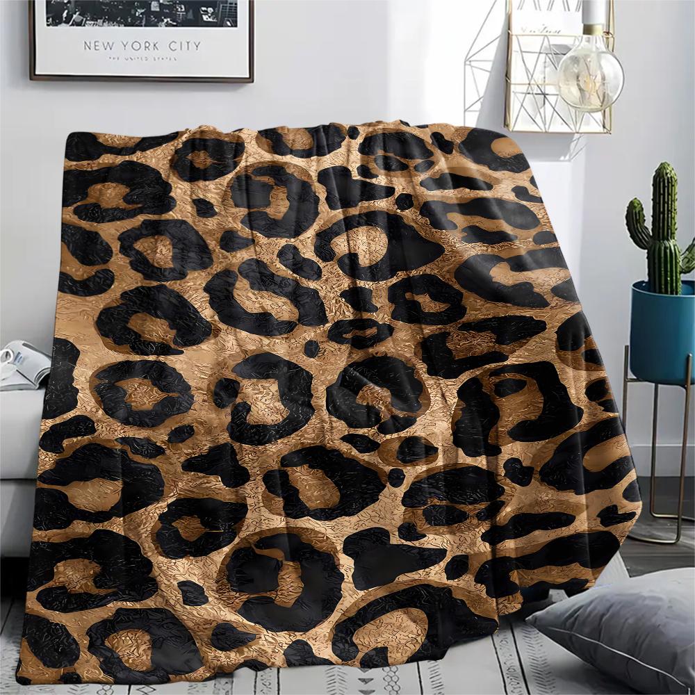 1Pc Leopard Pattern Print Flannel Blanket, High Quality Comfortable for All Seasons, Home Decor, Warmth and Comfort, Perfect for Christmas Gifts