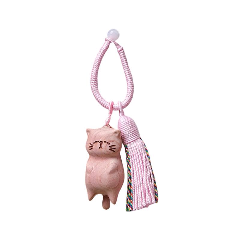 1PC Fortune Cat Pendant Bags Handmade Wooden Gifts Animal Pet Lovers Window Hanging Decoration Car Keys Wood Art Cute Phones
