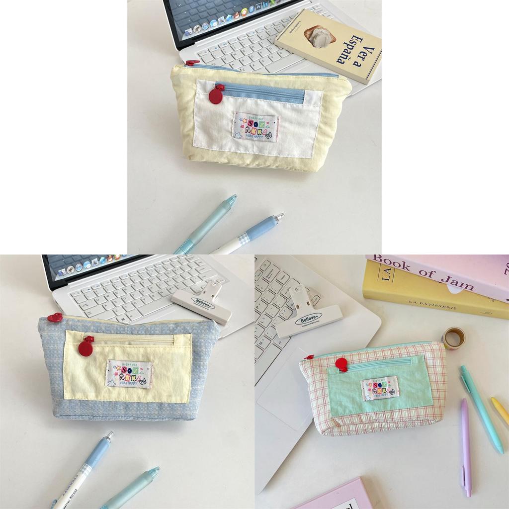 Canvas Multicompartment Pencil Case With Large Capacity For Students And Office Use