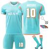 Kinder Sportuitrusting Miami Nr. 10 Messi Trainingsshirt Seizoen 24/25 3 Armbanden Sleutelhanger Sokken Inbegrepen Polyester Groen