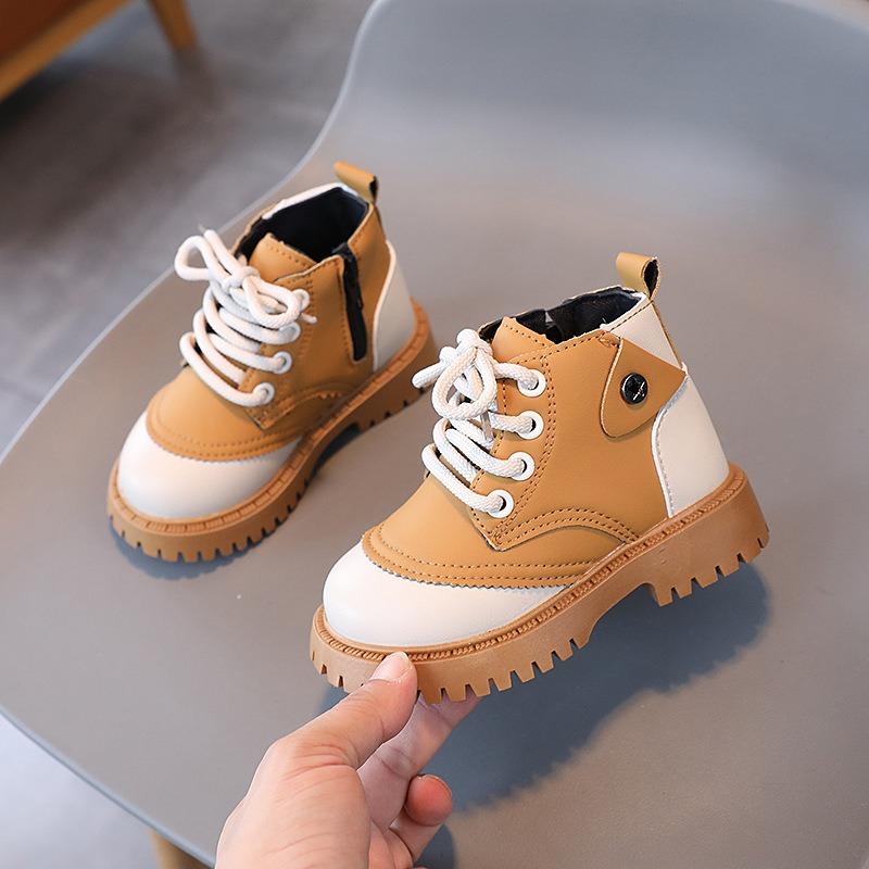 New Girls' Boots Boys Leather-faced Leather Boots