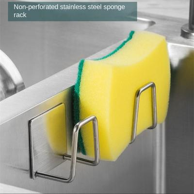 Thickened Stainless Steel Sponge Rack Kitchen Punch-free Pool Steel Wire Ball Cloth Sponge Rack Storage Rack
