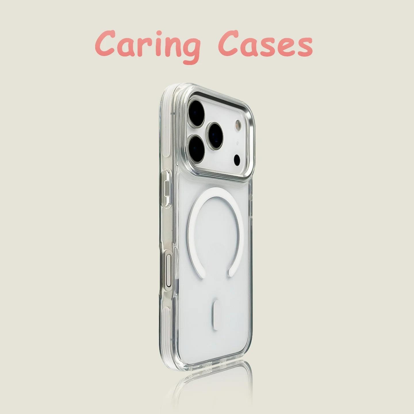 

For iPhone 17 Pro Max Case Clear MagSafe Acrylic Metal Lens Shockproof Compatible with iPhone 16 15 14 13 12 11 iPhone17 білий