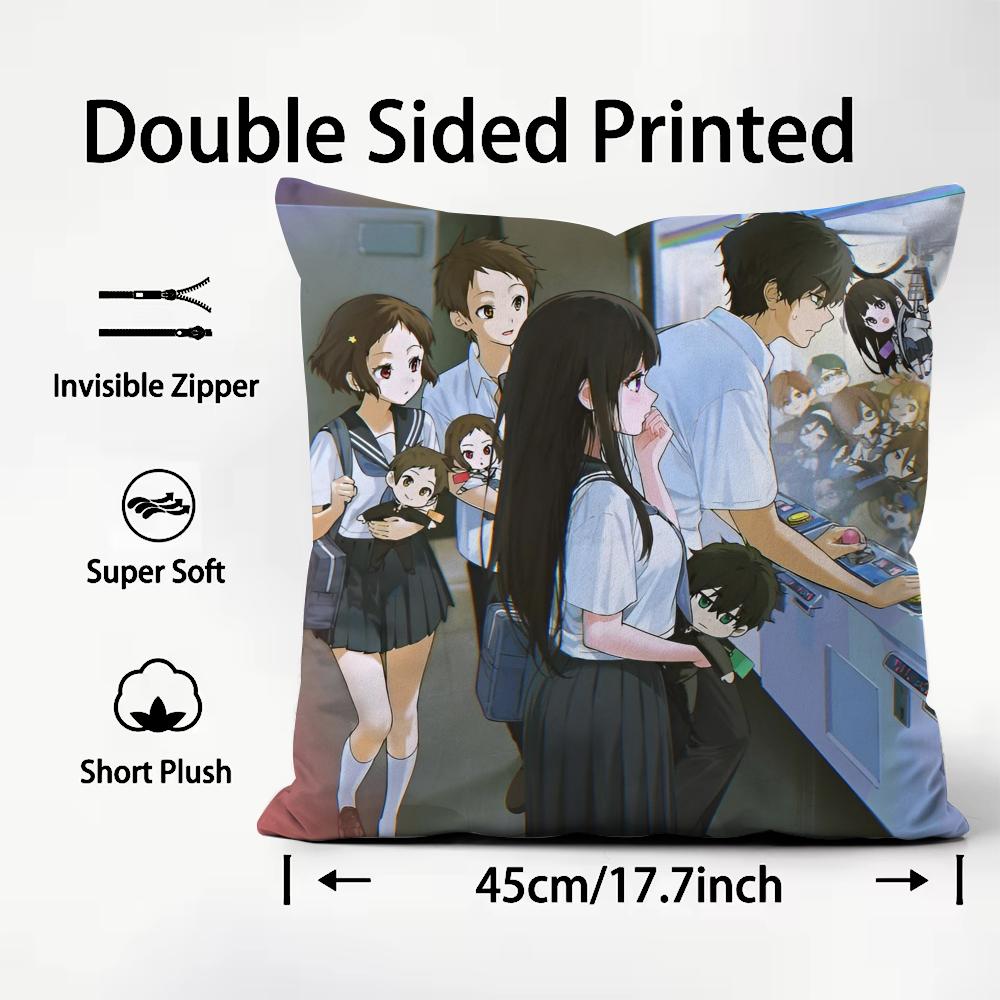 Anime Hyouka Cushion Cover Pattern Printed Pillowcase for Living Room Sofa Cushion Cover & Bedroom Decor