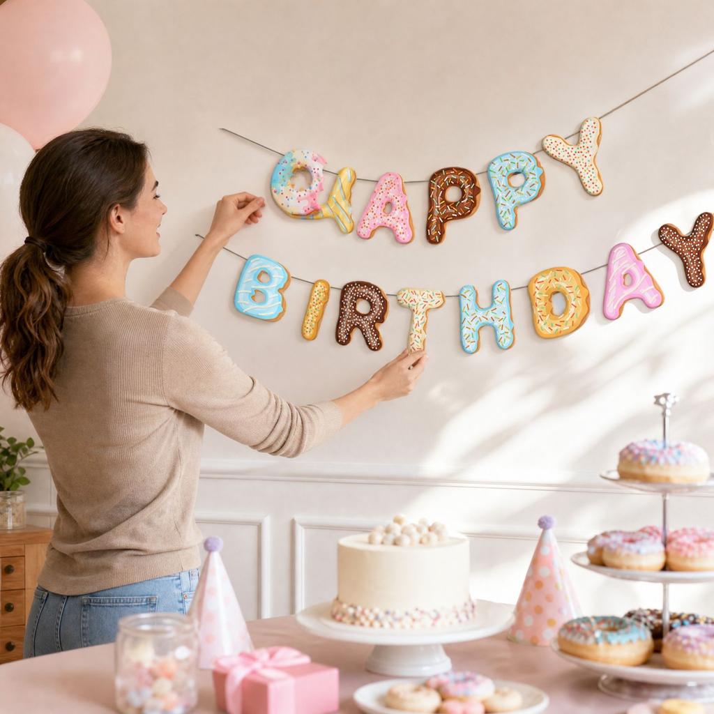 Themed Birthday Party Decoration Bunting Flag for Kids and Adults