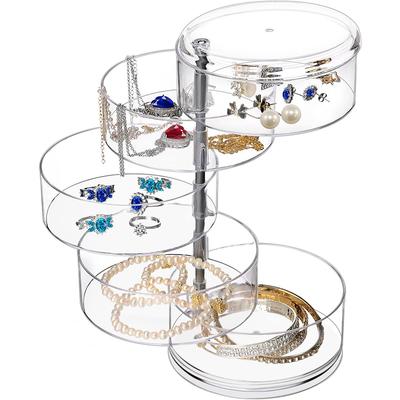 5-Layers Rotatable Jewelry Storage Organizer Box for Earrings Hair Accessories & Beauty Supplies Earrings Necklaces Bracelets
