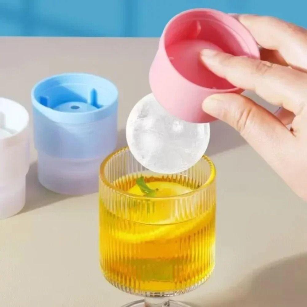 5PCS Large Silicone Ice Ball Mold Round Ice Ball Easy Demoulding Ice Maker Reusable Soft Ice Cube Mold For Whiskey