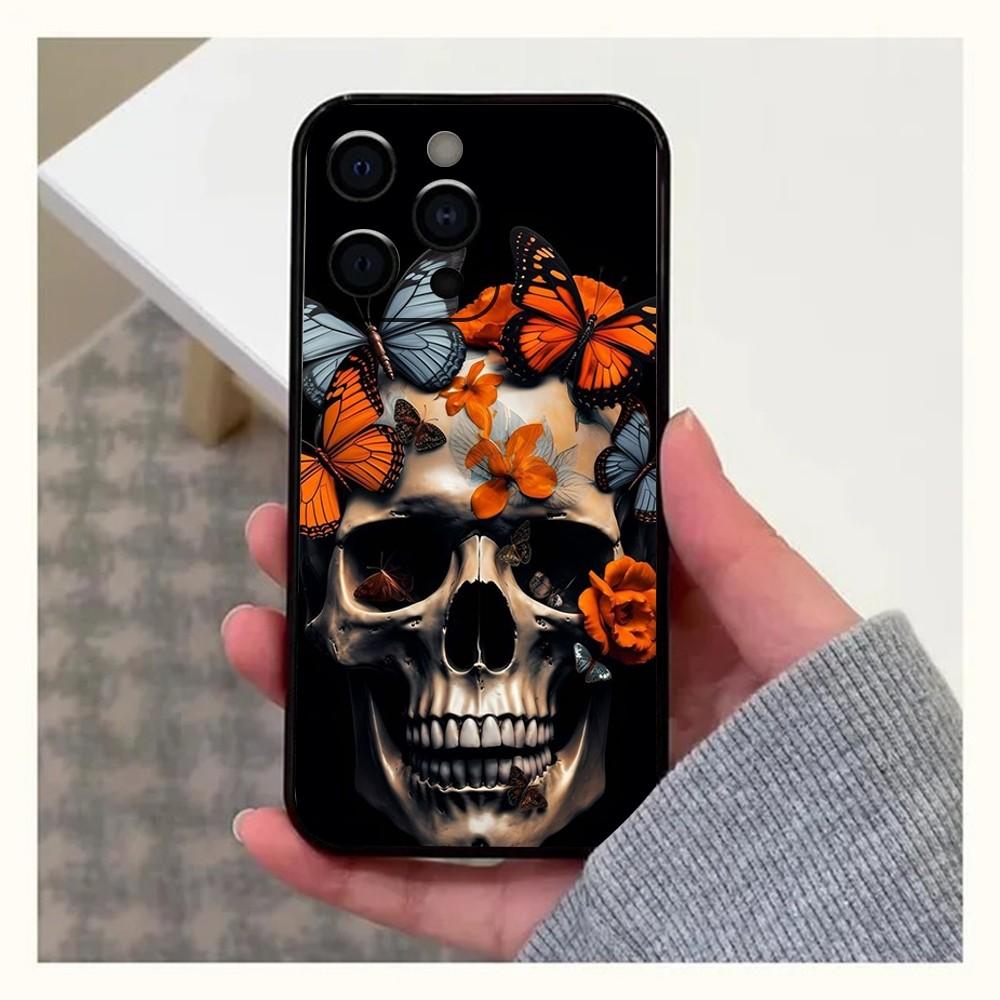 Mexican Catrina Skull Phone Case For Apple iPhone 15,14,13,12,11,Pro,X,XS,Max,XR,Plus,Mini Soft Black Cover