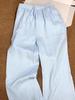 Highly Recommended: Women's Light Blue Tencel Linen Wide-Leg Summer Pants - Minimalist, Breathable, and Cool.