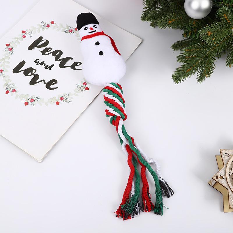 Pet Christmas Dog Teething Toys: Cute Cartoon Cotton Rope for Teeth Cleaning