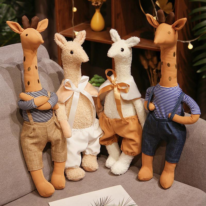 Giraffe Suspender Trousers Plush Toy Stuffed Animal Doll Decoration 40cm Gift