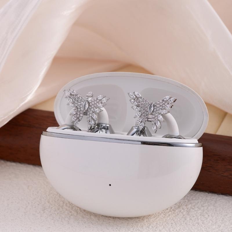 Sparkling Crystal Butterfly Earphone Clip For Freeclip Durability Electroplated Copper Universal Fit Easy Snap On Secure