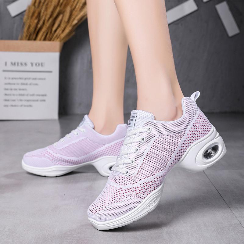 

2024 Spring and Autumn Square Dance Shoes Soft Sole Middle Heel Dance Shoes Mesh Dance Shoes Sailor Dance Women s Travel Shoes 41