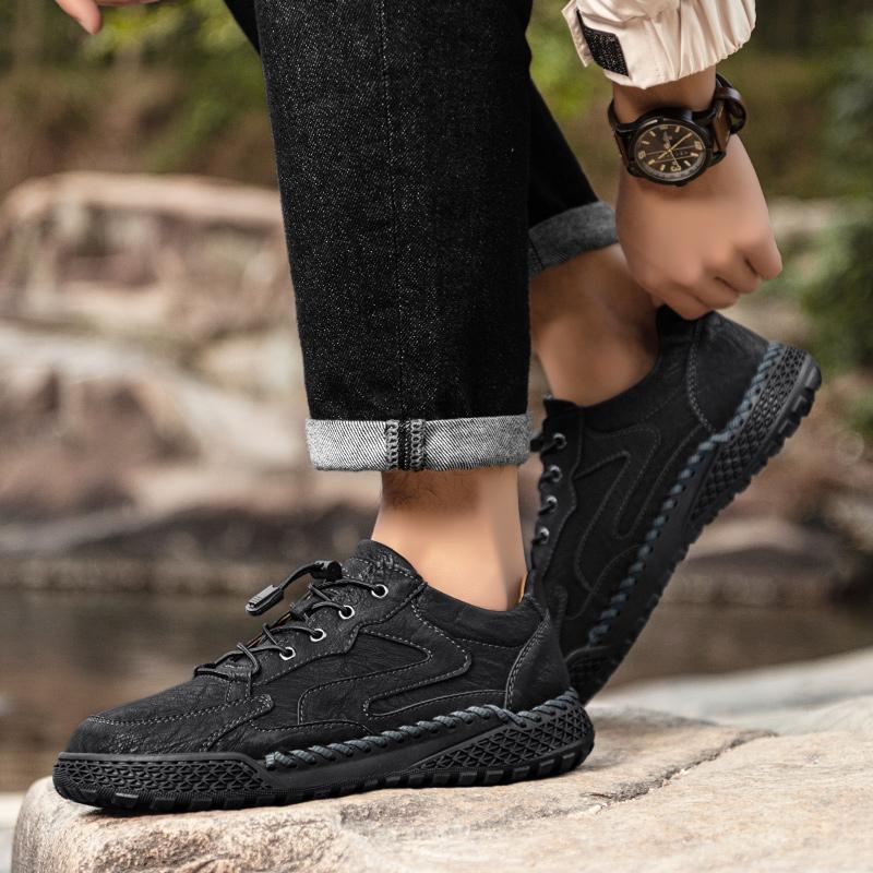 Fashion Handmade Business Men Shoes Casual Slip On Loafers Breathable Leather Shoes Men All-match Flats Fashion Moccasins Walking Shoes