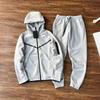 Womens Hooded Tracksuit Set Long Sleeve Cotton Sport Outfit Side Zip Casual Activewear