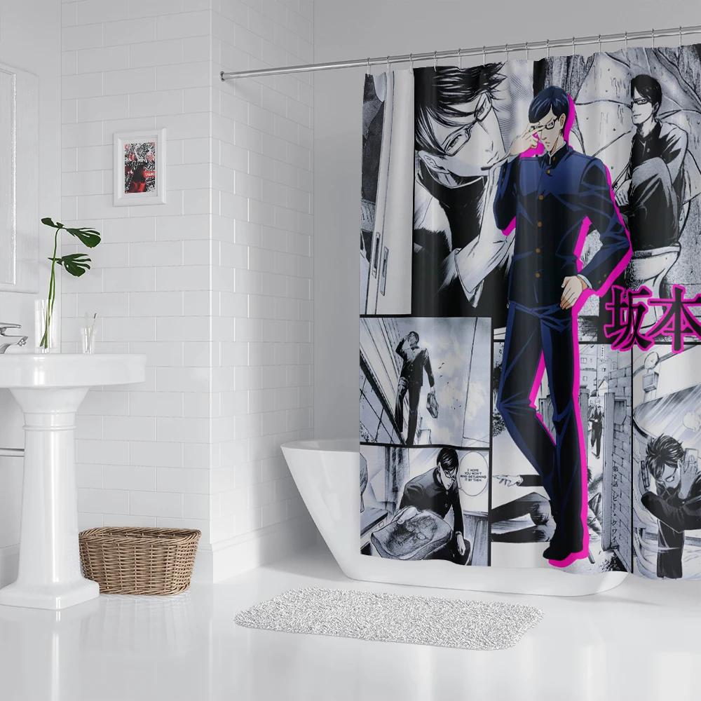 Anime Bathroom Shower Curtain With Hooks, Decorative Bathroom Curtains And Accessories