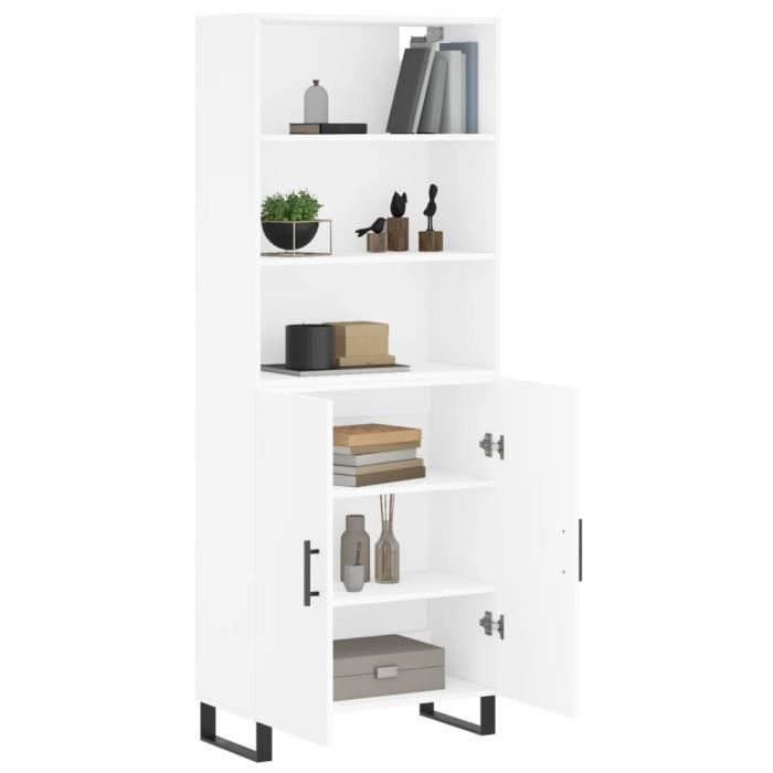 VidaXL Buffet haut Blanc 69,5x34x180 cm Bois d'ingénierie 3189277