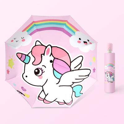 Kinder Automatik Regenschirm Regen Kinder Schöne Einhorn Taschenschirme Winddicht Schwarz Beschichtung Anti UV Sonnenschirm Mädchen Jungen Regenschirm