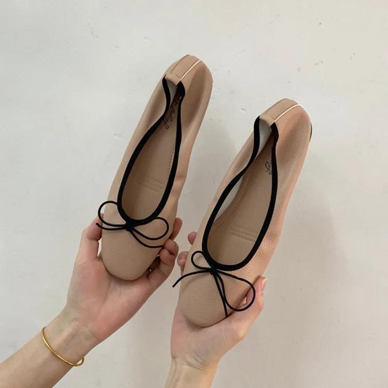 Fashion 2025 New Women Flat Heel Shoes Female Flats Casual Ballet Dancing Shoes Foldable Sole Boat Shoes Summer Slip on Slipper Mules