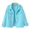 Damen Übergröße Koreanischer Stil Farbige Jeansjacke - Kurz, Lockere Passform, Langärmlig, Frühling & Herbst Kollektion