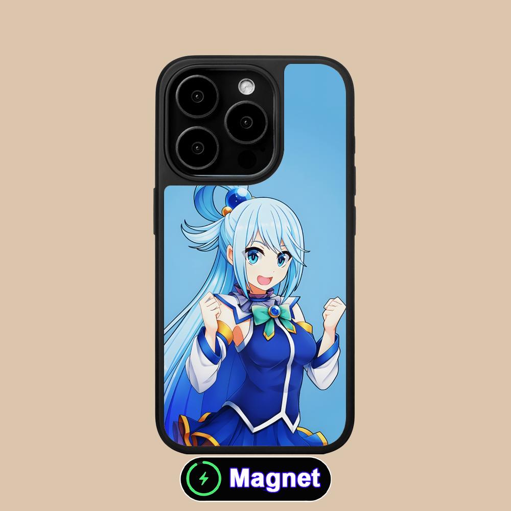 Konosuba Aqua Matte Surface Magsafe Mobile Phone Case for iPhone 17 16 15 14 13 12 11 Air Pro Max Plus Colorful Cover