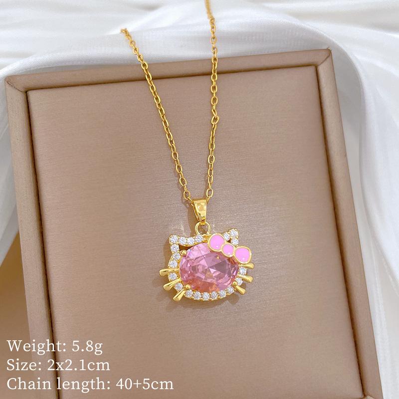 Kupfer-Mikro-Intarsien Leichter Luxus Mode Persönlichkeit Temperament Wunderschöne Voll-Diamant-Halskette Damen Vielseitige Schlüsselbein-Kette Titanstahl