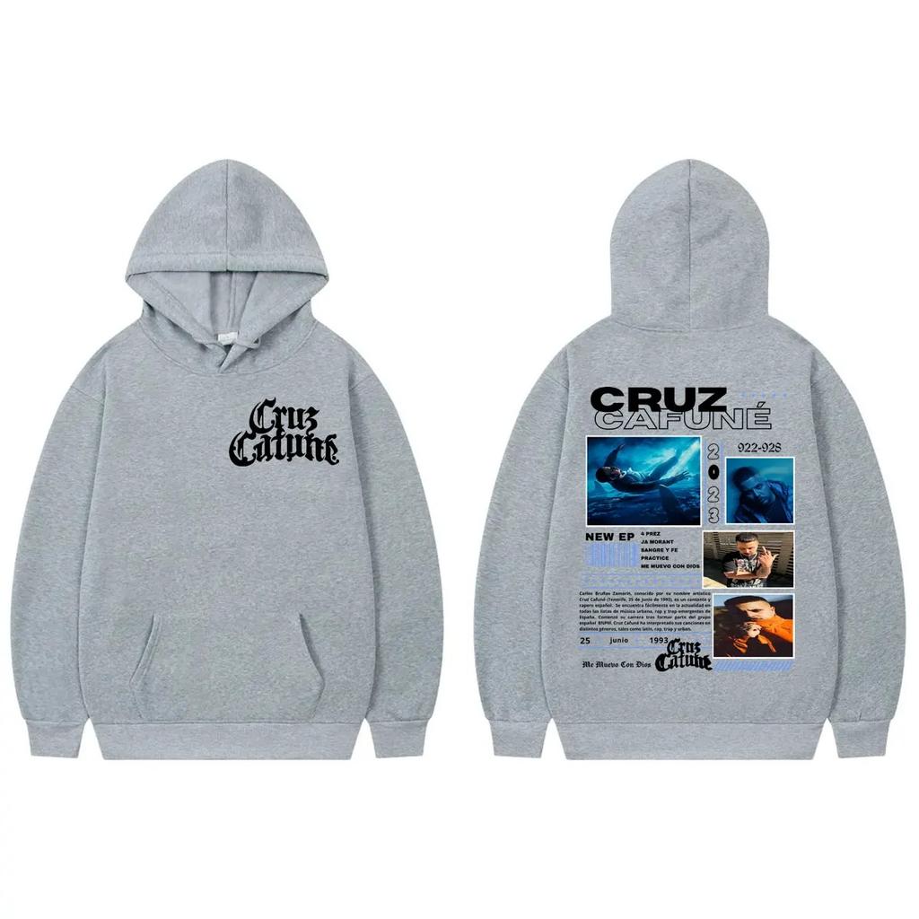 Rapper Cruz Cafune Me Muevo Con Dies Album Merch Hoodie Men's Hip Hop Sweatshirts Autumn Winter Casual Loose Pullover Tracksuit Female Male Clothing