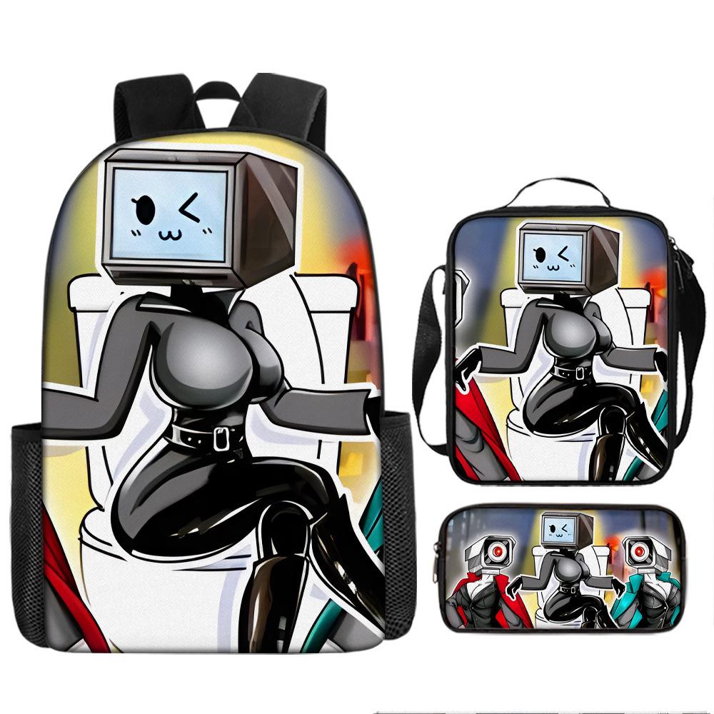 Toilet Man Spoof Schoolbag New Pupil Backpack Satchel Pencil Case