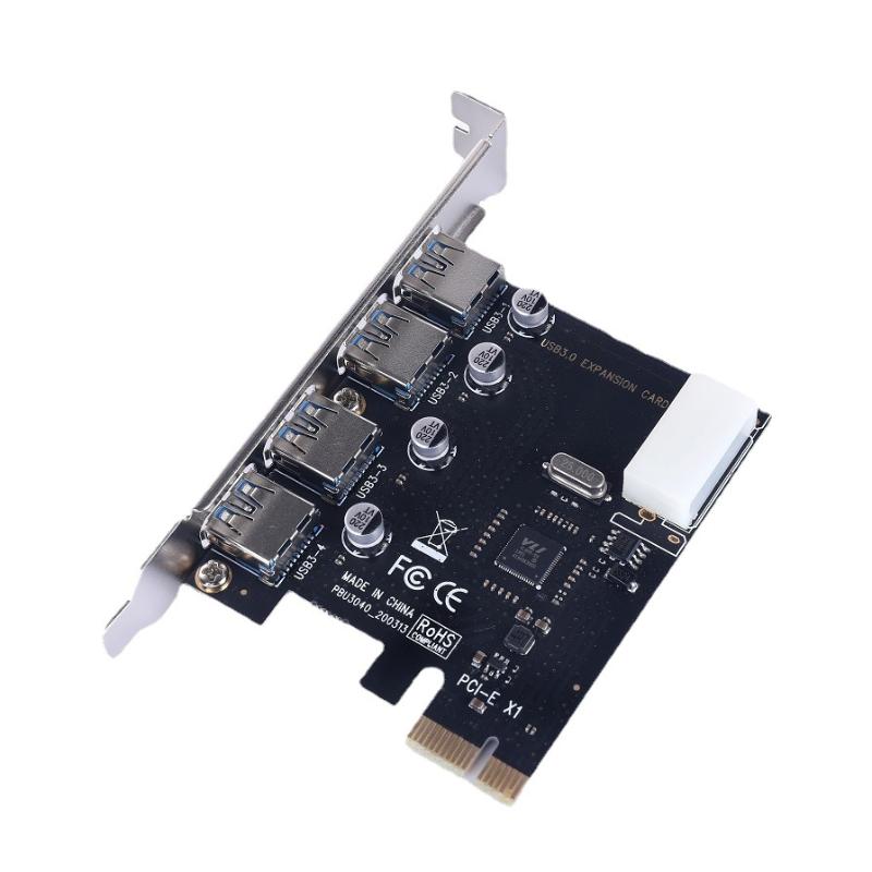 1Pcs Pci Express Pcie Usb 3.0 Hub Adapter 4 Port Usb 3.0 Pci-E Expansion Card 4-Port Usb3.0 Controller Diy Accessories