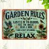 Vintage Garden Rules Metal Sign 8x12 Inch Wall Decor for Home Bar Cafe