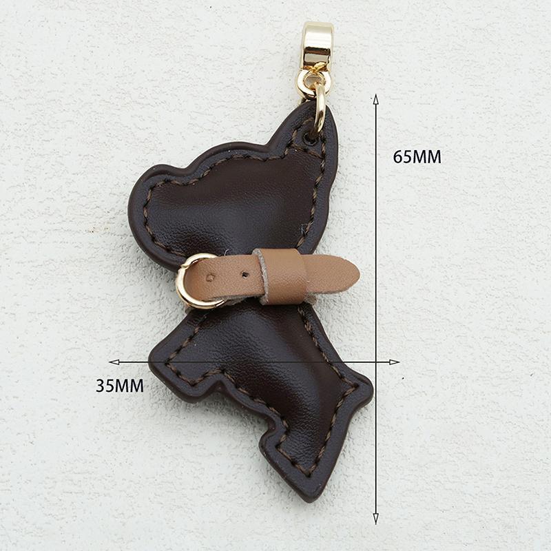 1 Piece Multi-color Leather French Bulldog Puppy Car Keychain Creative Gift Bag Pendant Ornament Cute Car Key Chain
