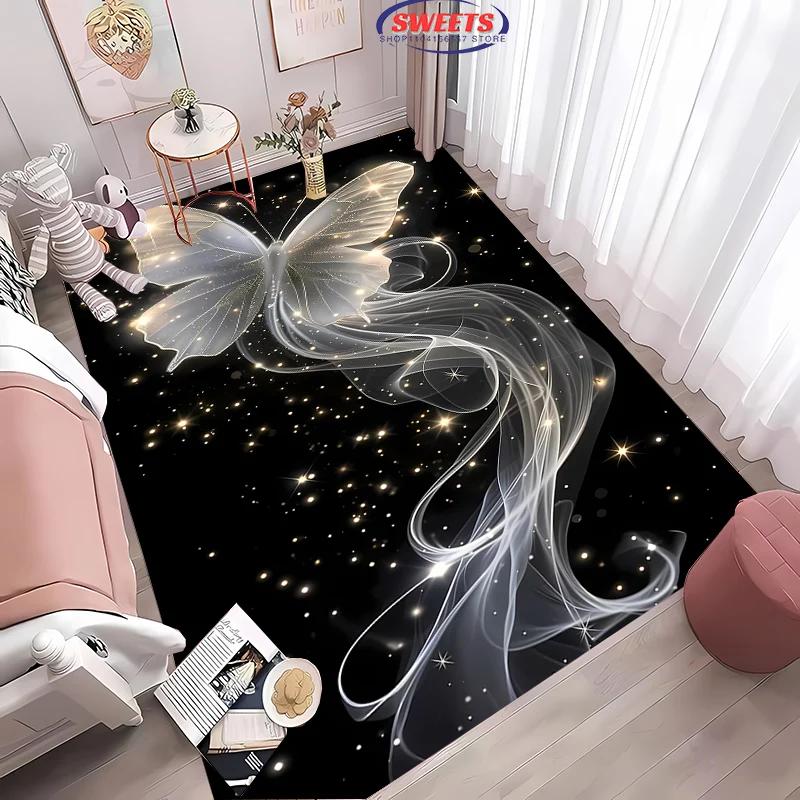 Beautiful Butterfly Carpet Non-slip Rug for Living Room Bedroom Sofa Durable Machine Washable Floor Mat Decor 40x60cm (16x24in)